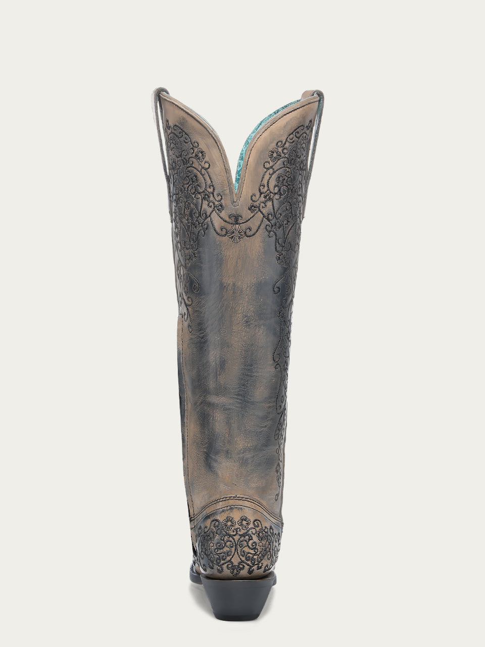 A4790 - WOMEN'S TAUPE FLORAL EMBROIDERY SNIP TOE TALL TOP COWBOY BOOT