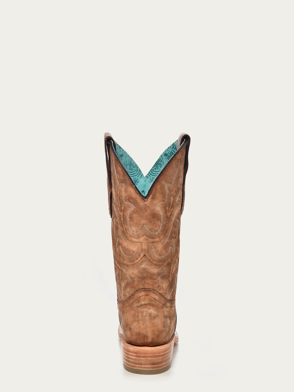 A4143 - WOMEN'S EMBROIDERY SAND WIDE SQUARE TOE COWBOY BOOT
