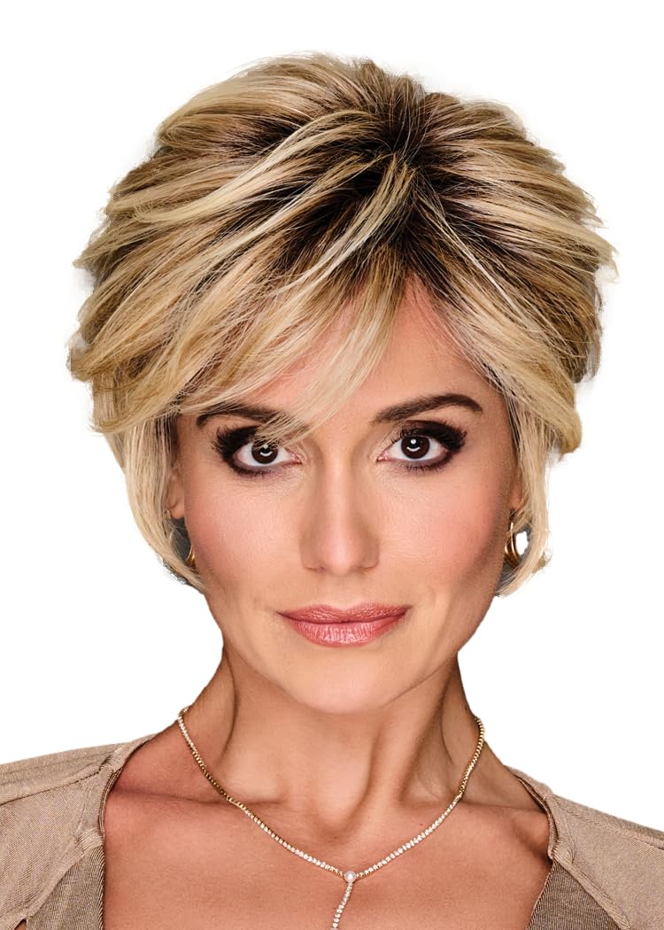 GABOR Keep It Classy Chic Layered Short Cut Wig by Hairuwear, Average Cap - GF17-23SS Iced Latte Macchiato