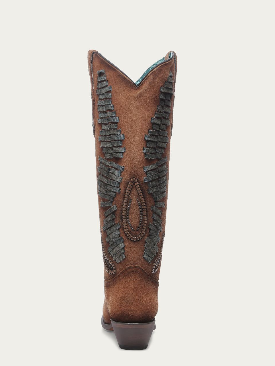 A4754 - WOMEN'S DENIM WOVEN TALL TOP COGNAC SNIP TOE COWBOY BOOT