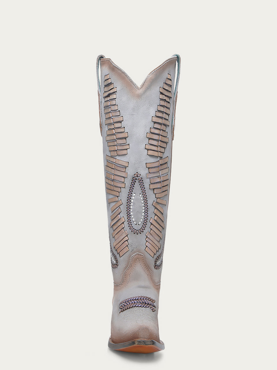 A4755 - WOMEN'S WOVEN TALL TOP WHITE SNIP TOE COWBOY BOOT