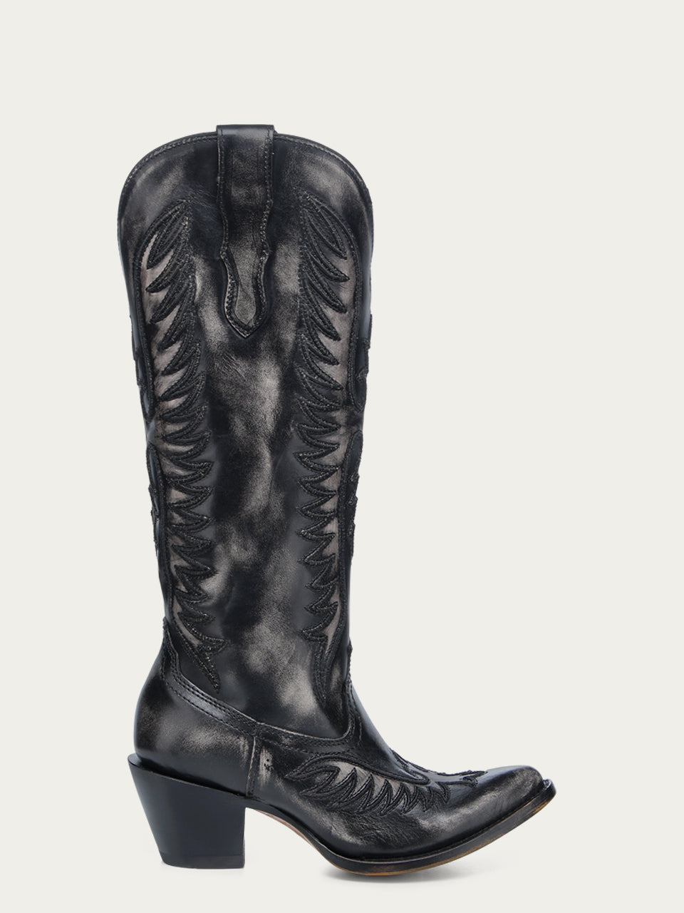 A4792 - WOMEN'S EMBROIDERY BLACKED BONE J TOE COWBOY BOOT