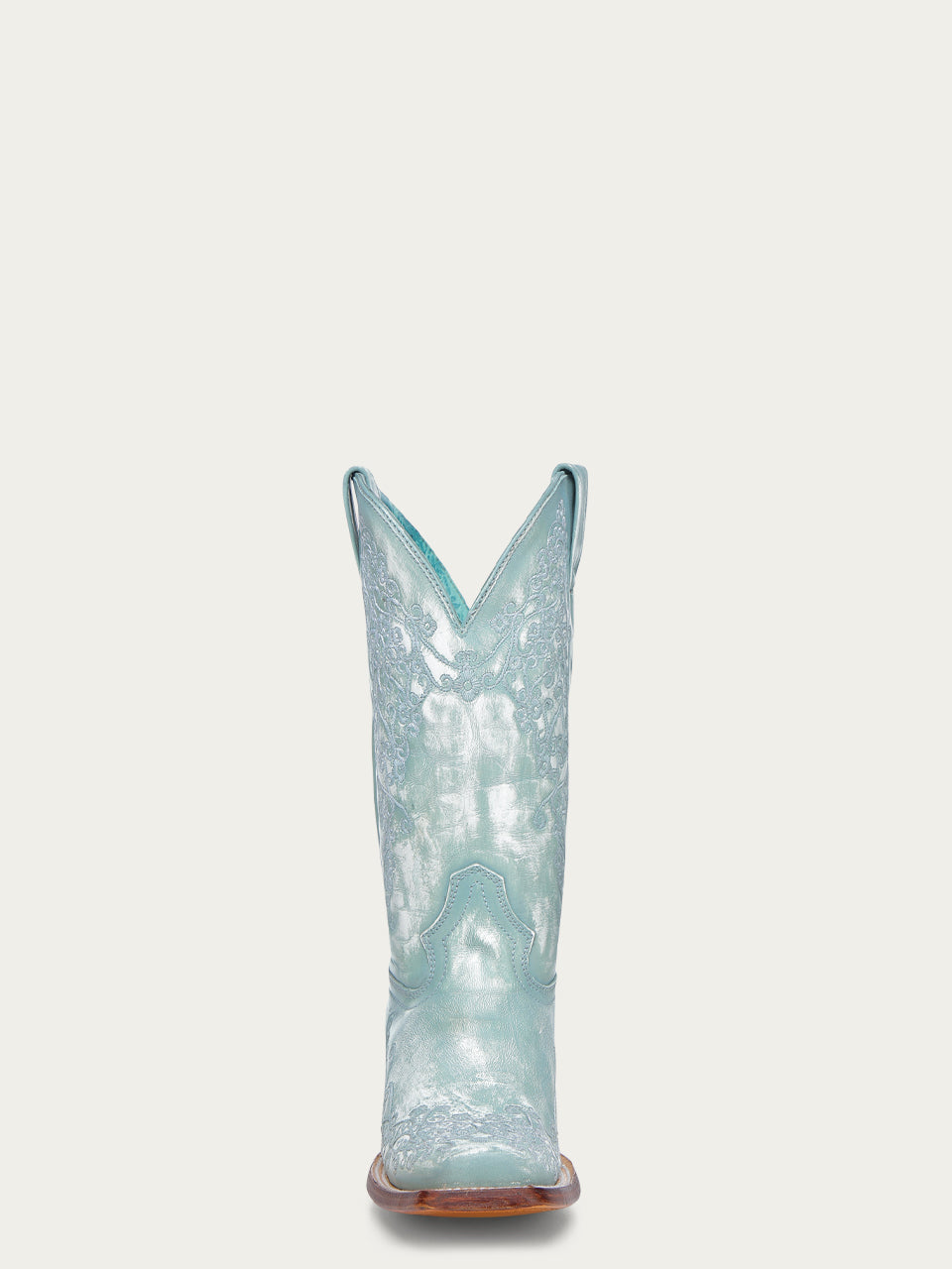 A4804 - WOMEN'S FLORAL EMBROIDERY FADED TURQUOISE SQUARE TOE COWBOY BOOT