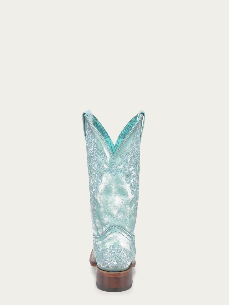 A4804 - WOMEN'S FLORAL EMBROIDERY FADED TURQUOISE SQUARE TOE COWBOY BOOT
