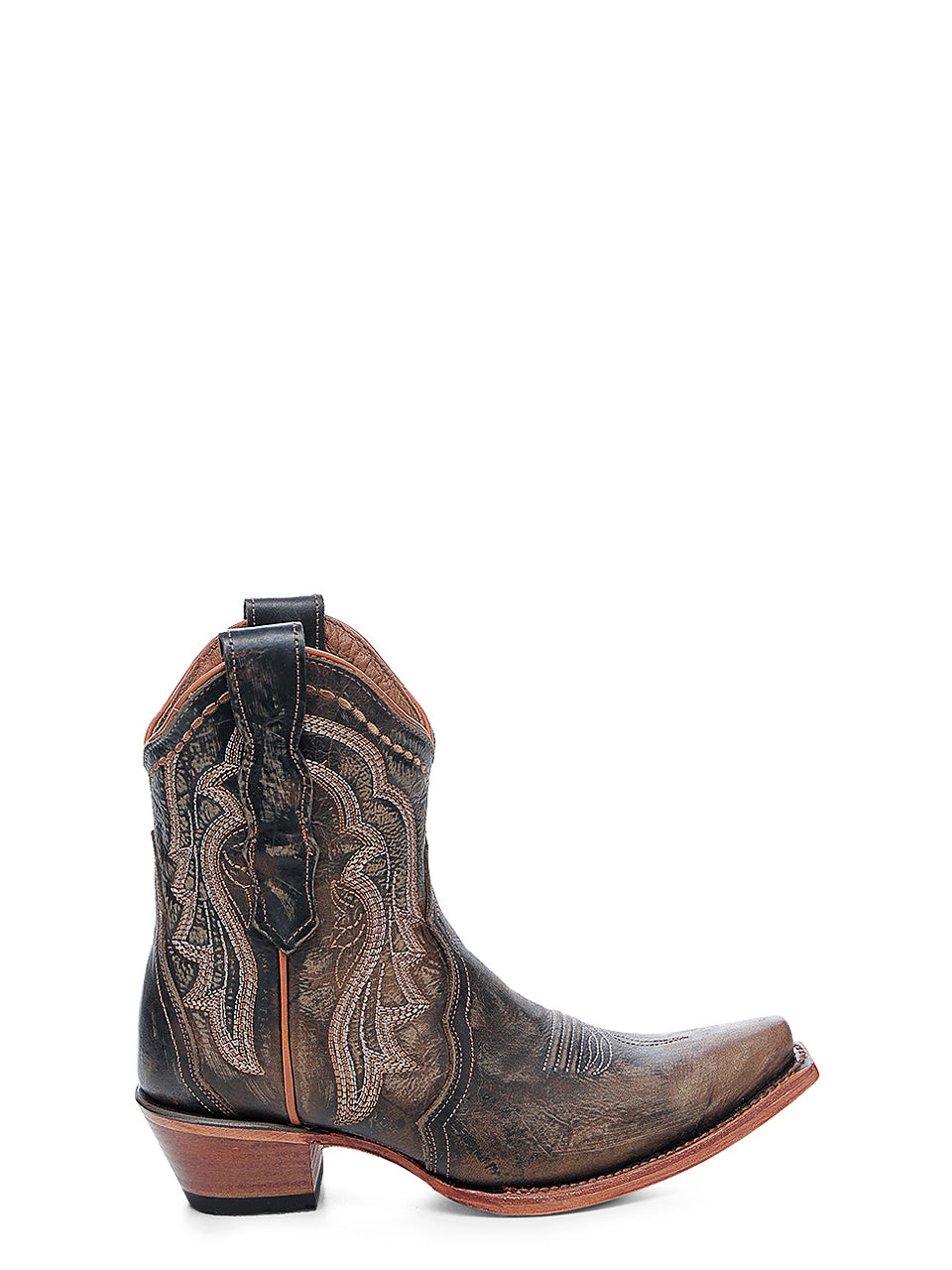L6240 - WOMEN'S EMBROIDERY CHOCOLATE ANKLE SNIP TOE CIRCLE G COWBOY BOOT