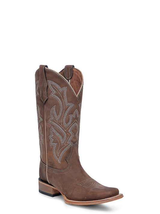 L6256 - WOMEN'S EMBROIDERY CHOCOLATE WIDE SQUARE TOE CIRCLE G COWBOY BOOT
