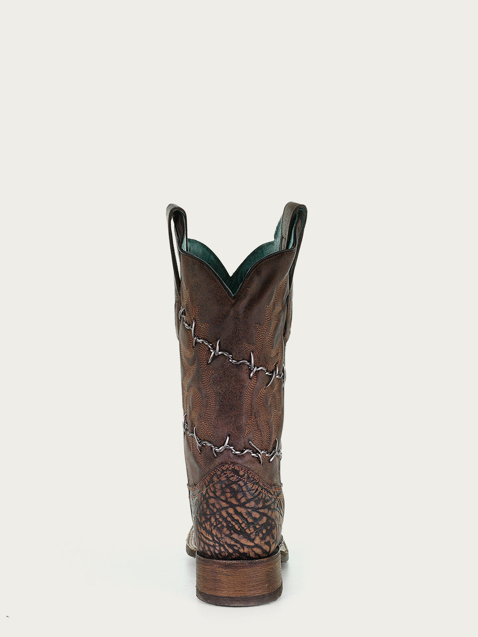 A3815 - WOMEN'S BROWN WOVEN BARBED WIRE SQUARE TOE RODEO COWBOY BOOT