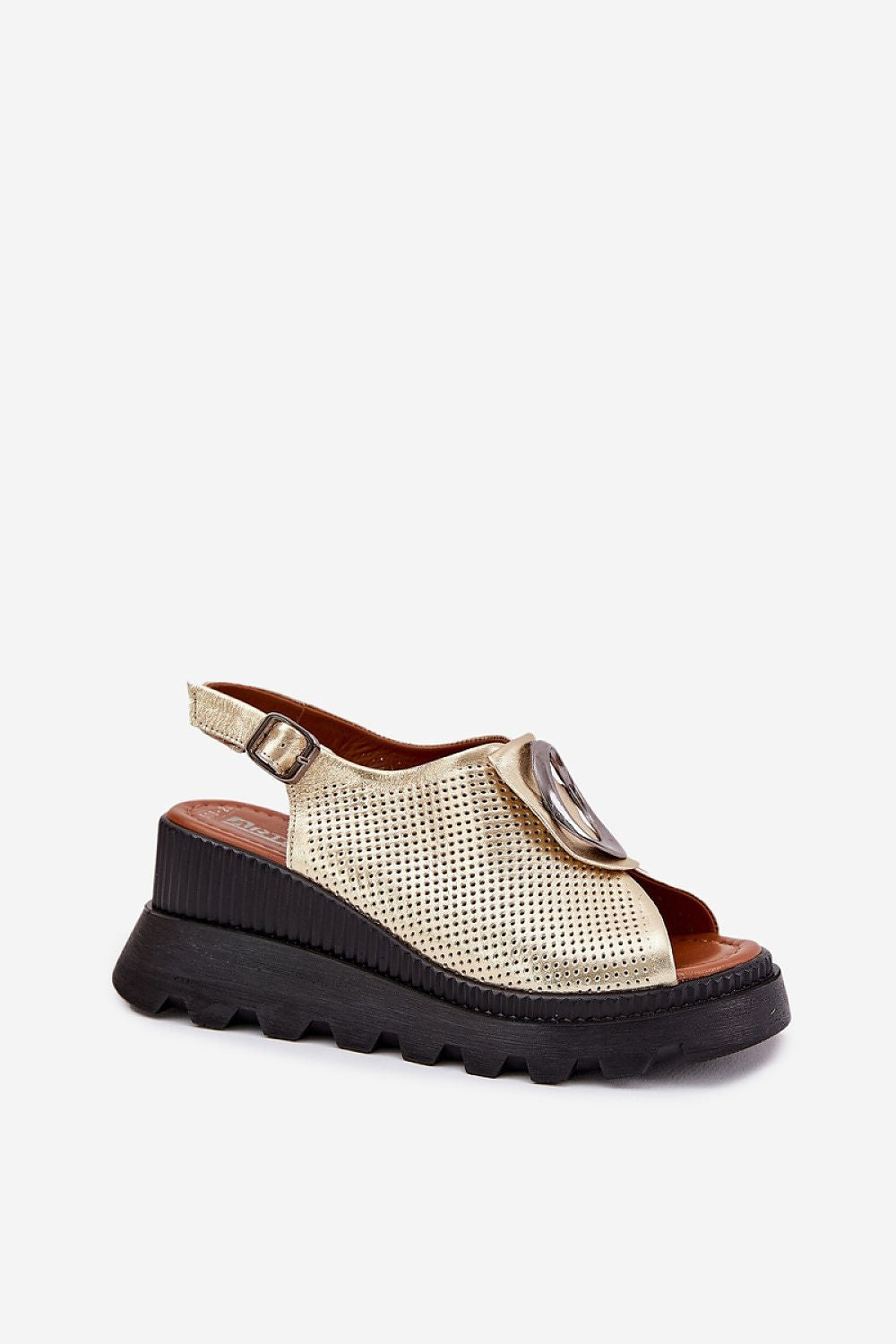 Alvarisse Decor Wedge Leather Sandals