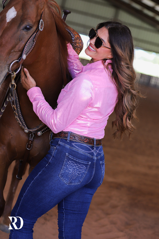 PETAL PINK SPARKLE PERFORMANCE RODEO SHIRT